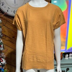 LOFT Gold Slub Tee XL Short Sleeve Top #EE